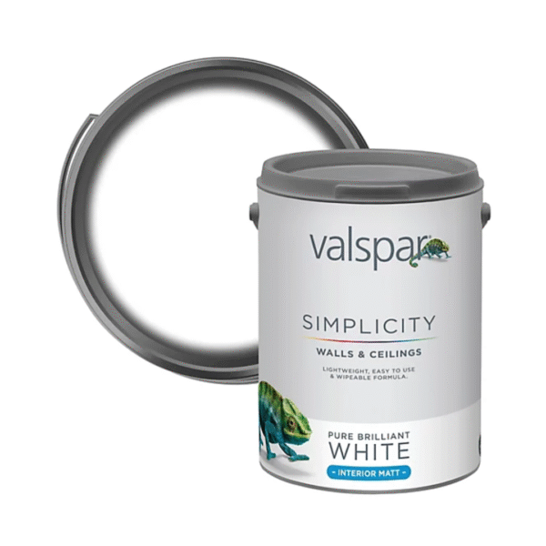 Valspar Simplicity Walls & Ceilings Pure Brilliant White Matt Emulsion paint, 5L
