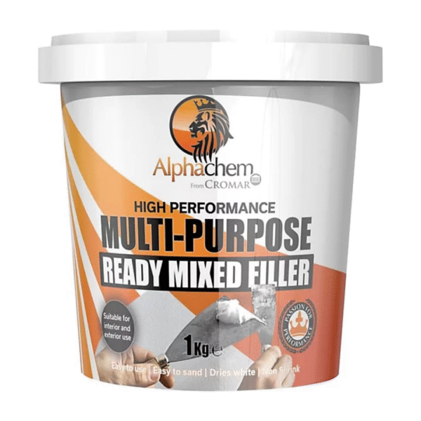 CROMAR - AlphaChem Multi-Purpose Ready Mixed Filler - Interior & Exterior Repairs - White, 1kg Tub